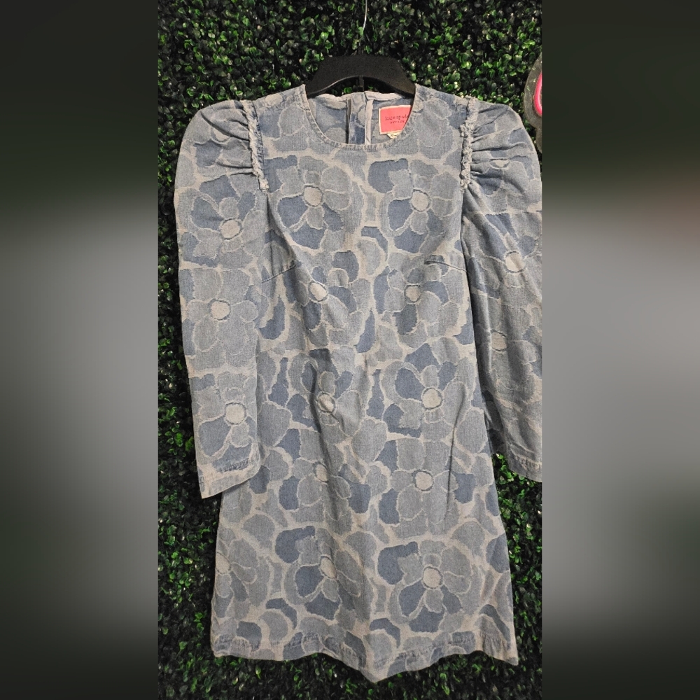 Kate Spade Blue Blouse Zip Dress Women Floral Denim Size 00
